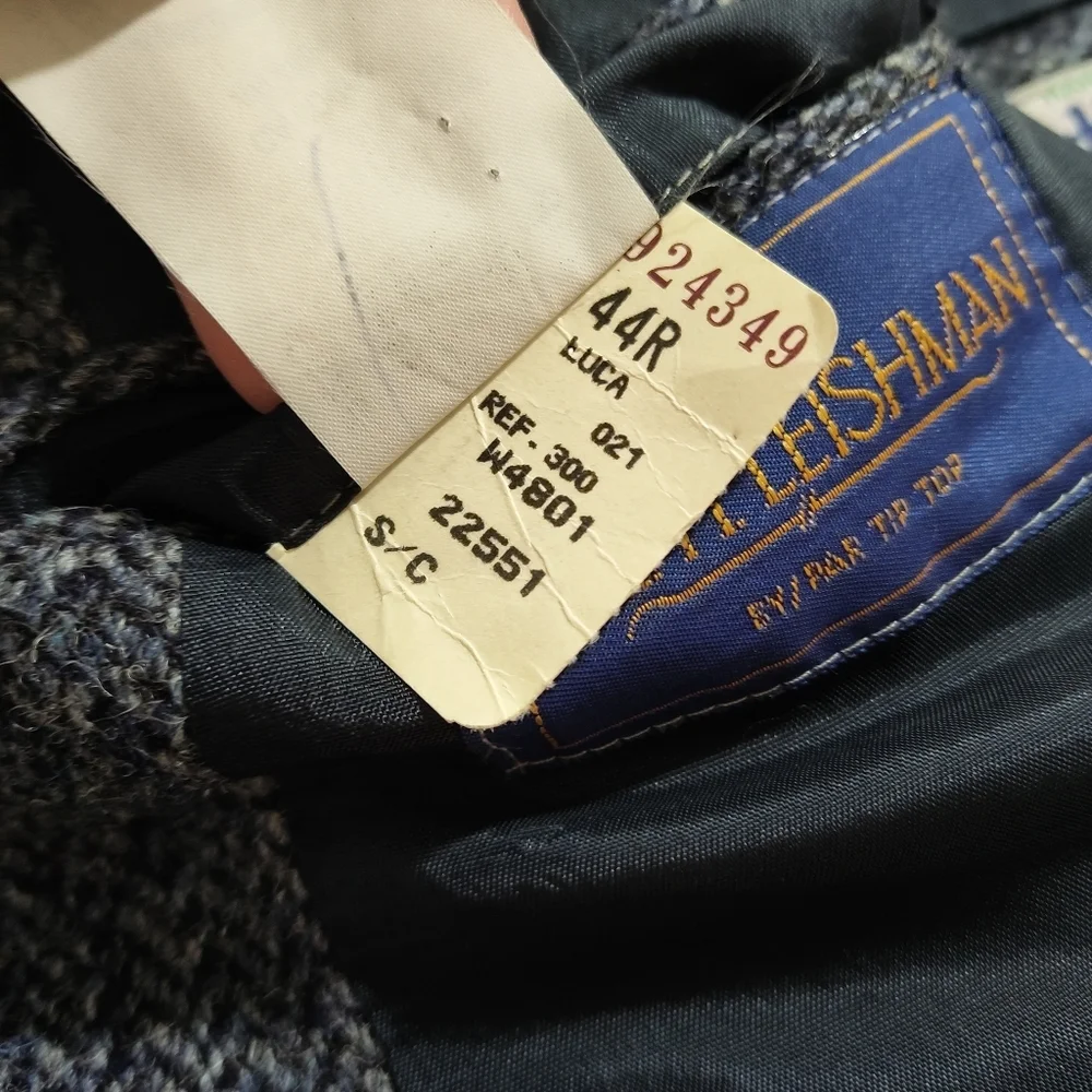Harris Tweed Handwoven Scottish Wool Blazer 44R Leishman Gray Herringbone Union - Picture 8 of 9